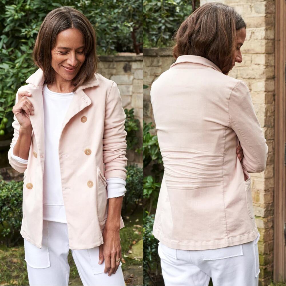 Frank & Eileen Belfast Peacoat Jacket Italian Denim Ballet Pink Size Medium